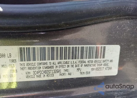 2016 Dodge Journey Se z USA, uszkodzony, nr VIN 3C4PDCAB2GT132601